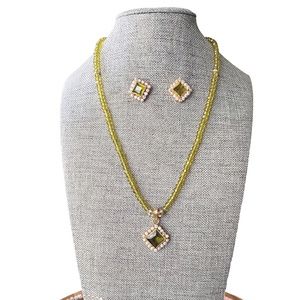 Indian Light Green Stone Studded Necklace Set